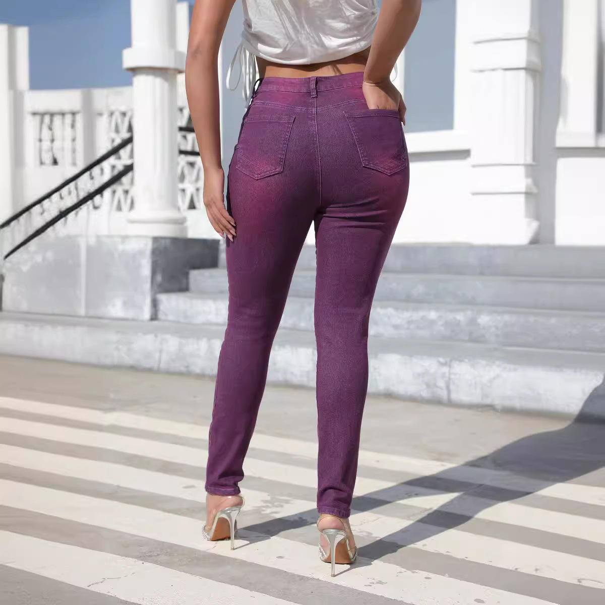 2024 transfronterizo ebay AliExpress comercio exterior ropa de mujer europea y americana estación independiente pantalones de pies lavados pantalones vaqueros de cintura alta para mujer