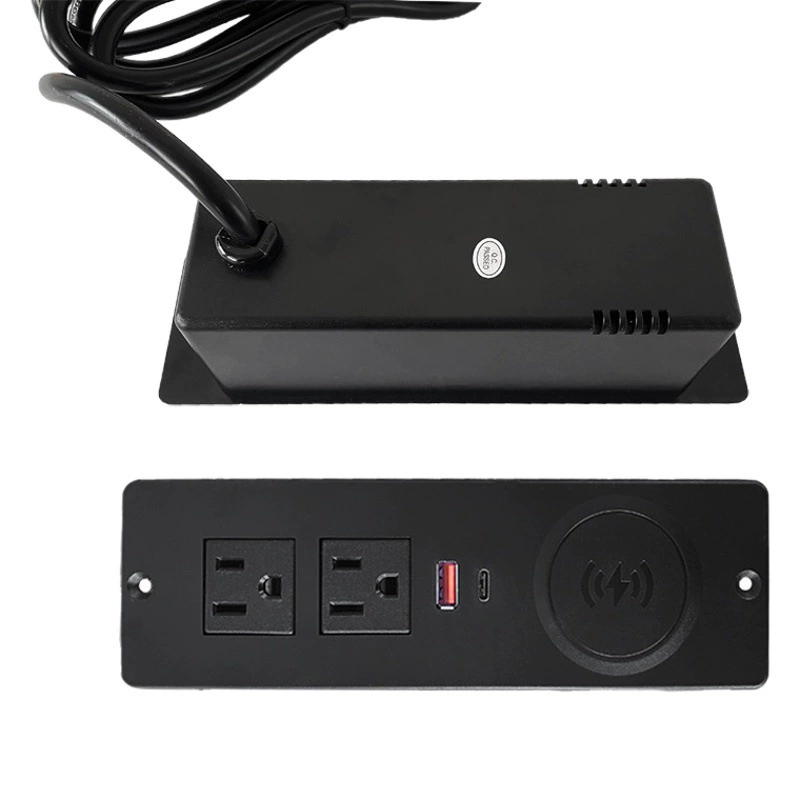 Встроенная настольная розетка для беспроводной зарядки американского стандарта TYPE-C Скрытый Кабель для настольной розетки для офисной мебели