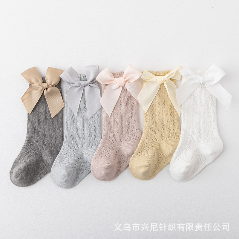 2024 Baby Socks Spanish Baby Big Bow Dress Girl Student Princess Socks Thin Long Tube Loosen Socks