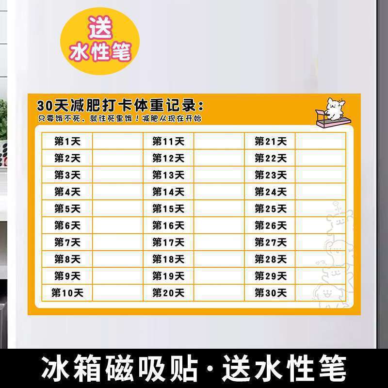 计划表减肥打卡记录表天天天天减肥墙贴磁吸批发|undefined