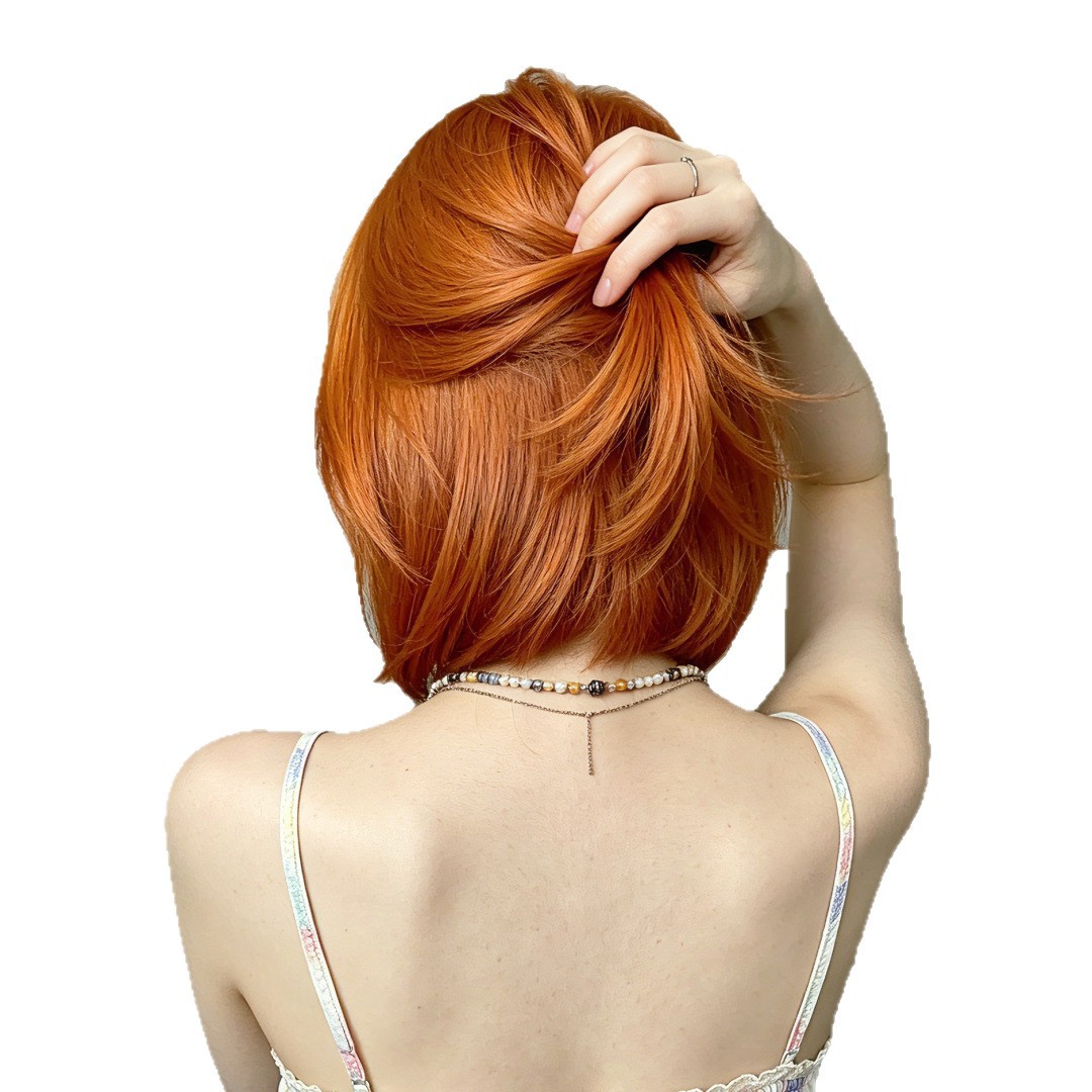 Peluca de comercio exterior de Amazon Cabello corto de las mujeres europeas y americanas flequillo recto Pelo corto Bobo cabeza Peluca de fibra química fábrica al por mayor image 6