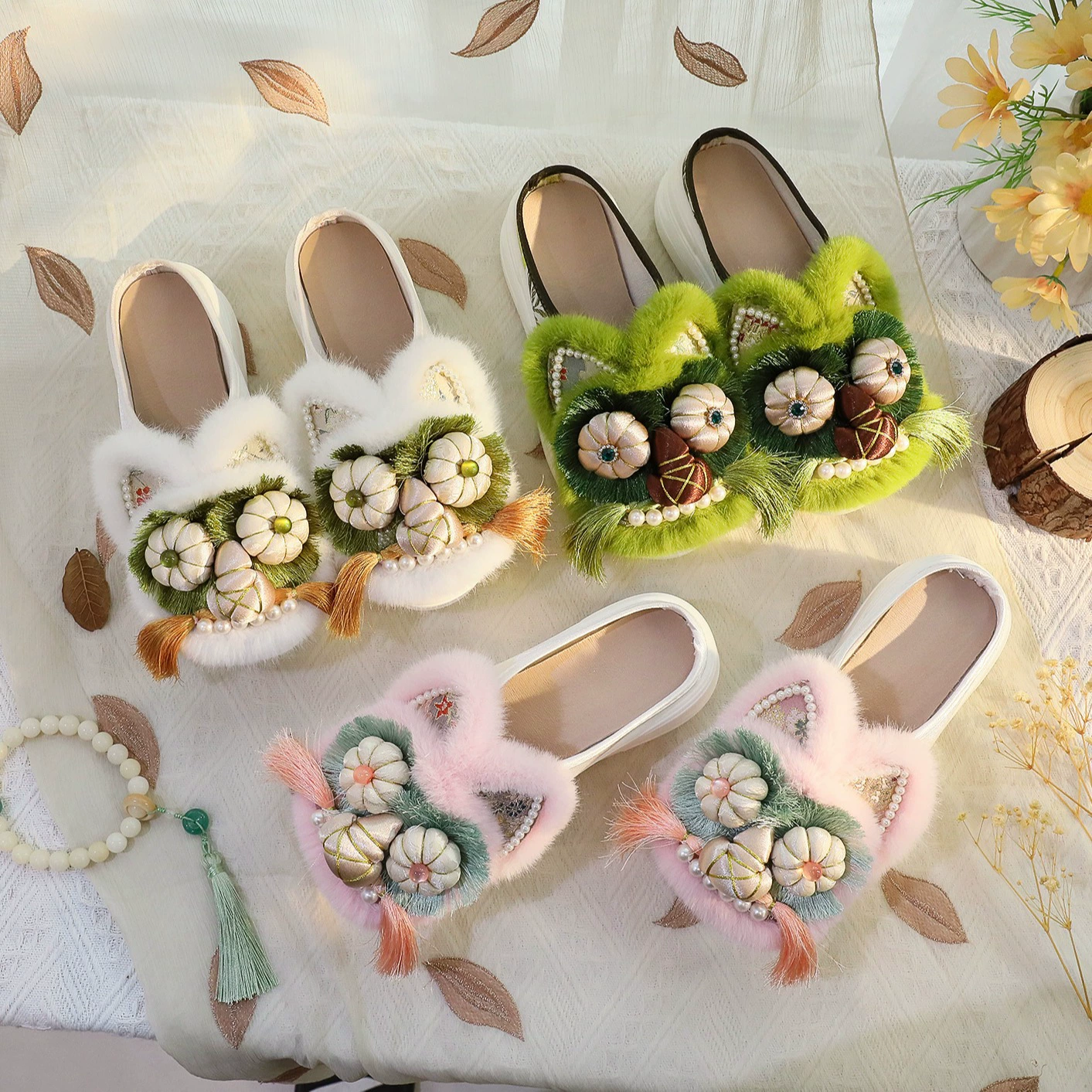 060-1 тапки с тигровой головой на толстой подошве