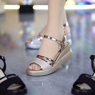 Wedge Roman Sandals Women's 2025 Summer New Fashion Outerwear Thick Sole Heightening Flat Sole Mom Shoes Women's Sandals