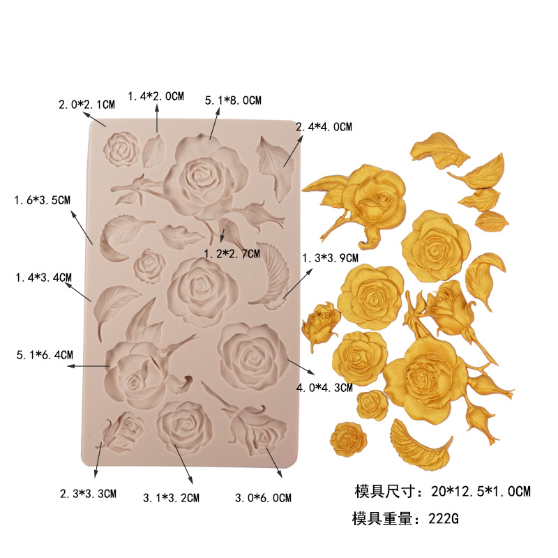 Molde de pastel Rosa fondant molde de silicona DIY epoxi molde decoración de la torta molde de chocolate