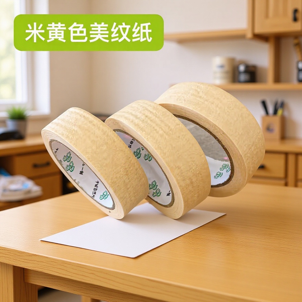 米黄色美纹纸 高粘喷漆美术生绘画美纹纸胶带 装修美缝遮蔽美纹胶