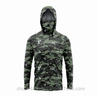 Outdoor Sun Protection Clothing Ice Silk Long Sleeve Fishing Suit Quick-drying Breathable Hoodie Face Towel One-piece Anti-mosquito Suit Customizable
