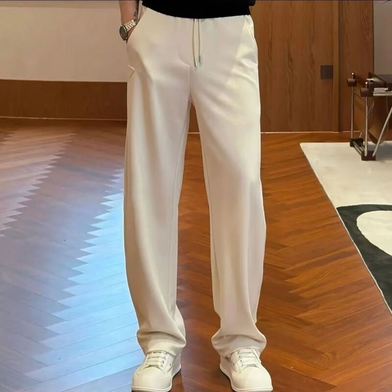 2026 Spring and Summer New Men's Versatile Fashion Simple Comfortable High-End Business Elastic Slim-Fit Casual Straight-Leg Pants