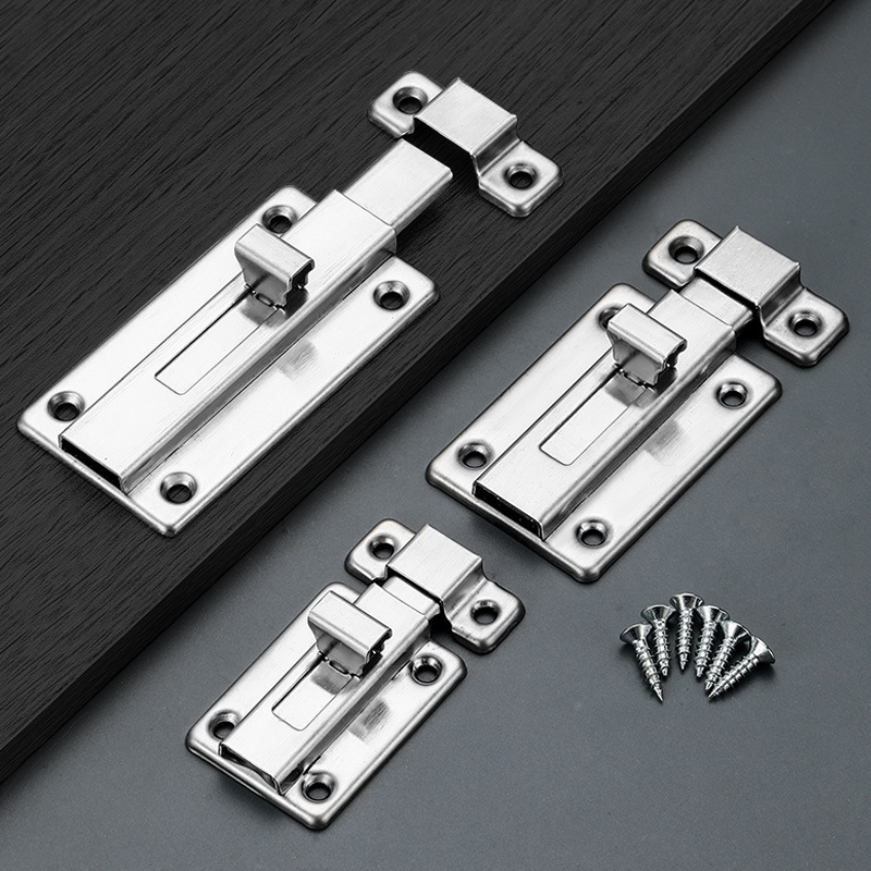 Stainless steel side insert fasteners, window and bathroom, no left or right, manual two-way fasteners, double-headed sliding door latch