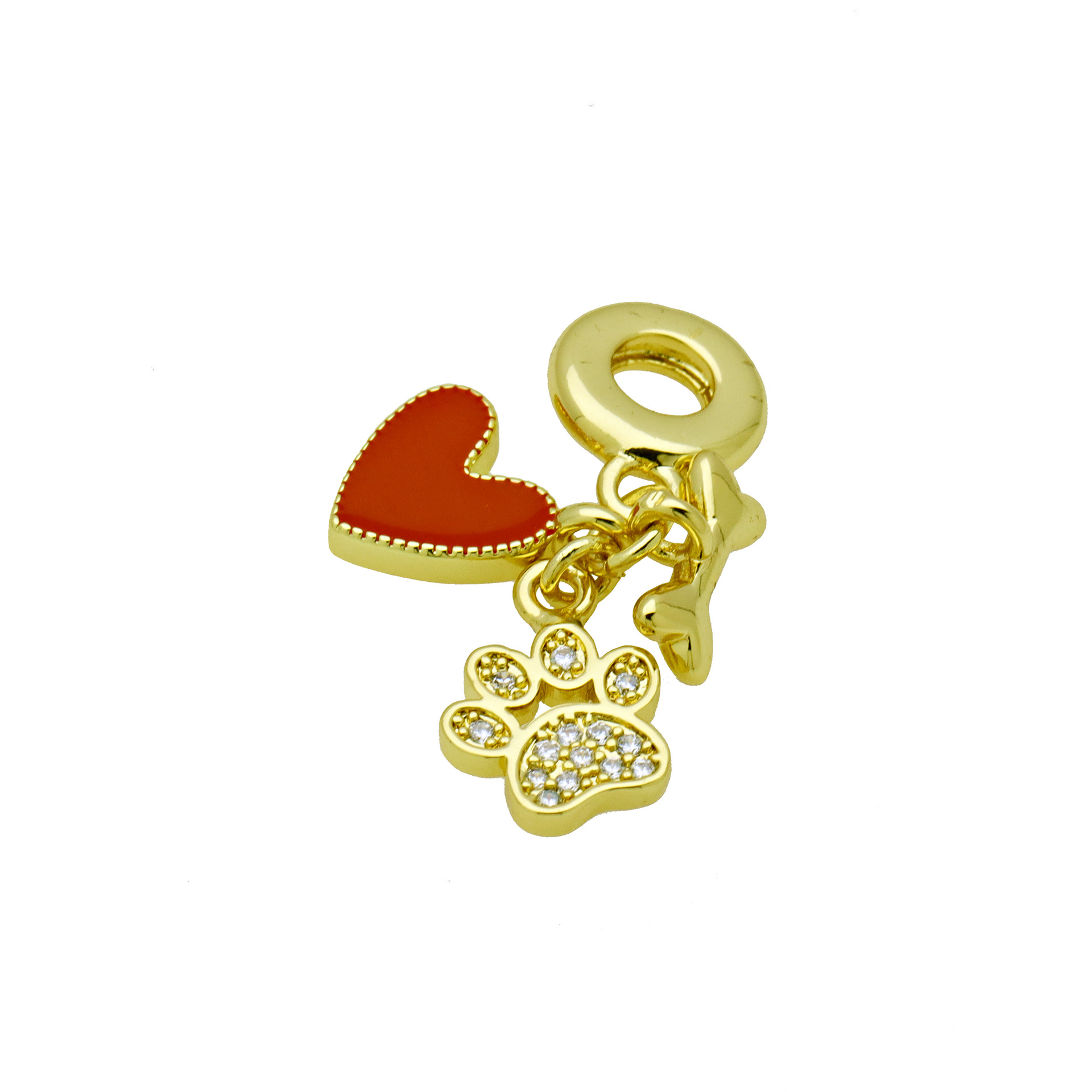 Paw Print, Heart Shape, Unforgettable Pattern 1 Piece 31mm Copper Zircon Paw Print Heart Shape Unforgettable Pendant