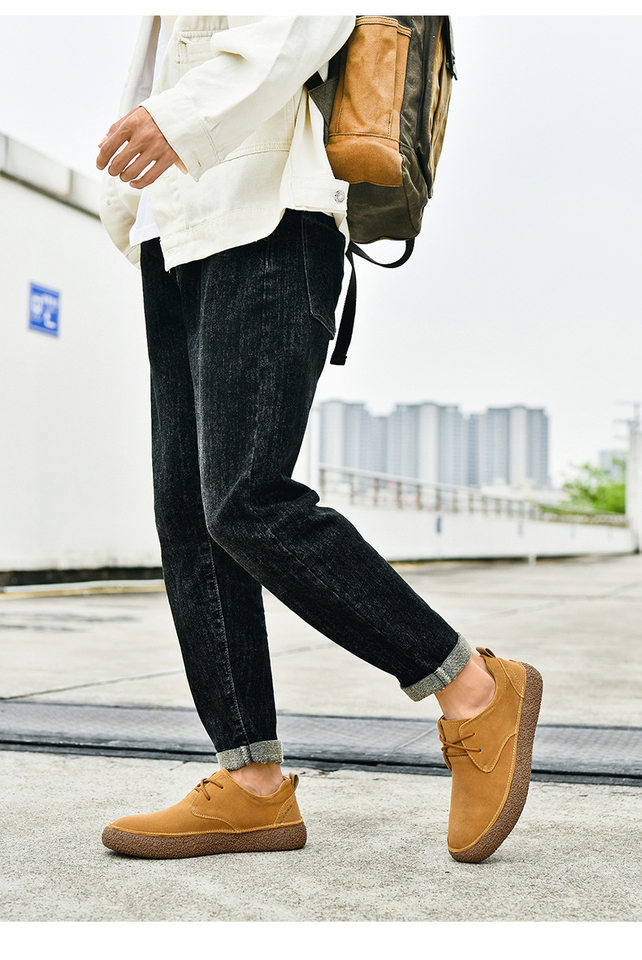 Giày sneaker nam cổ thấp da lộn phối lưới, đế dày — 2307 ren màu xám, 2307 ren nâu, 2307 ren đen, ren 2307m màu chi tiết 16