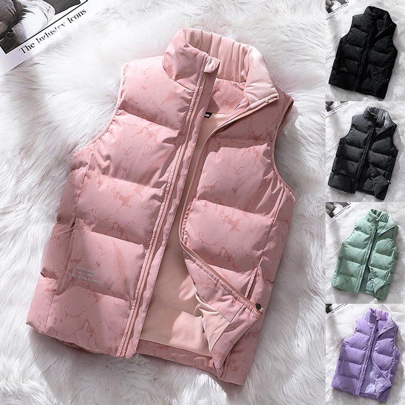 Abajo Chaleco de los hombres de otoño e invierno ligero cálido Chaleco de los hombres y la pareja de las mujeres chaleco suelto cuello alto sin mangas abrigo de los hombres