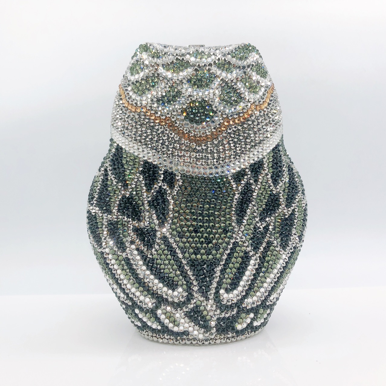 Túi clutch nữ đính đá rhinestone dạ tiệc đáy phẳng — Màu bạc chi tiết 6