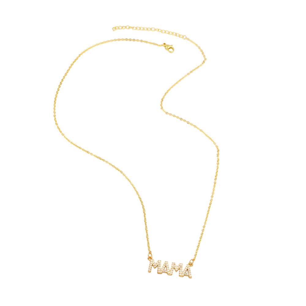 fashion letter MAMA pendant copper gold-plated inlaid zircon necklace