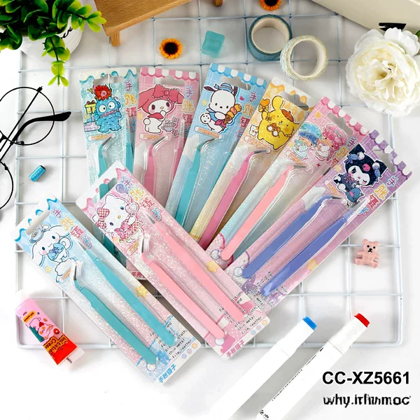 Sanrio Family Series Tweezers High-Quality Cartoon Design for Students DIY Use Straight and Curved Tweezers