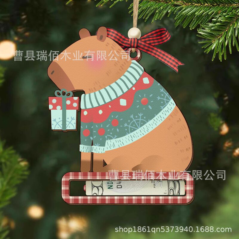 Cross-Border Wooden Tree Hanging Wallet Wooden Polar Bear Cash Storage Rack Clip Card Bar Wooden Wallet