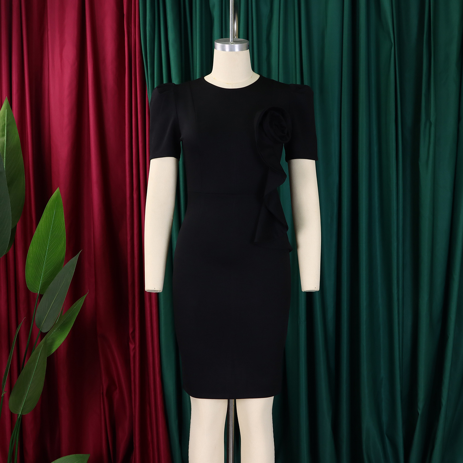 436g Weight Knee-Length Dress Length Type Short Sleeve Sleeve Length Sheath Dress Dresses Type Spandex, Polyester Fabric Type High Waist Waist Line Holiday, Banquet, Daily Occasion Round Neck Neckline Slim Fit Type Flower Pattern Summer Season Women's Gender Elegant Style Wholesale Women's Elegant Flower Holiday Banquet Daily Round Neck Short Sleeve Sheath Dress 27
