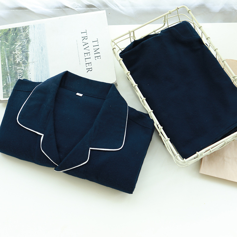 Special Offer Autumn and Winter Thickened Pajamas for Men and Women, Cotton Double-Ply Velvet Simple Solid Color Long-Sleeve Set, Cotton Casual Loungewear