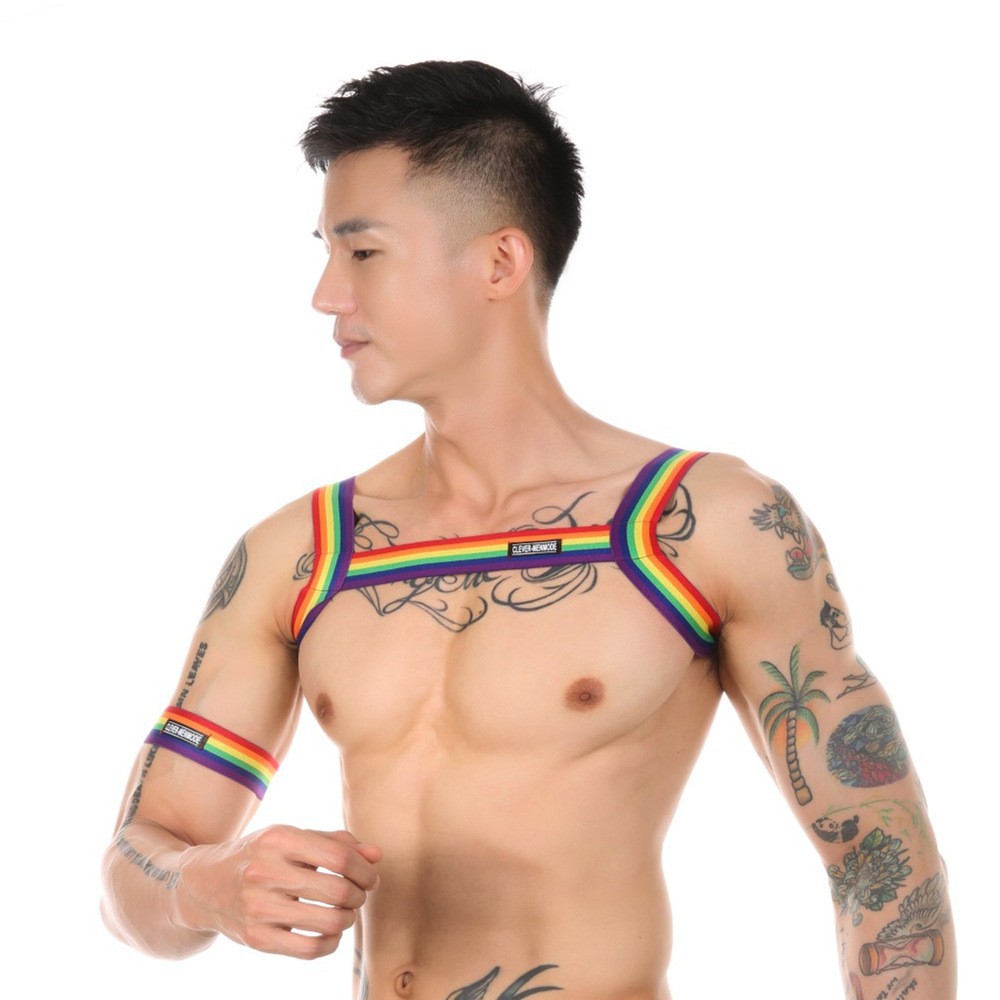 Euramerican trendy men's fitness elastic band pectoral muscle training resistance band fitness trendy night club dancing highlights large binding chest strap