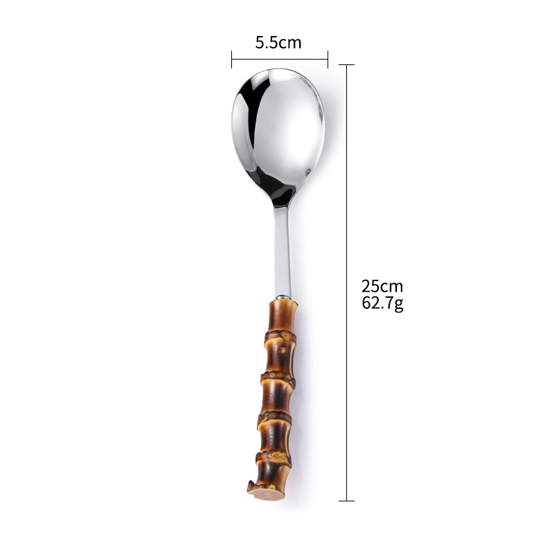 검은 대나무 손잡이 샐러드 스푼