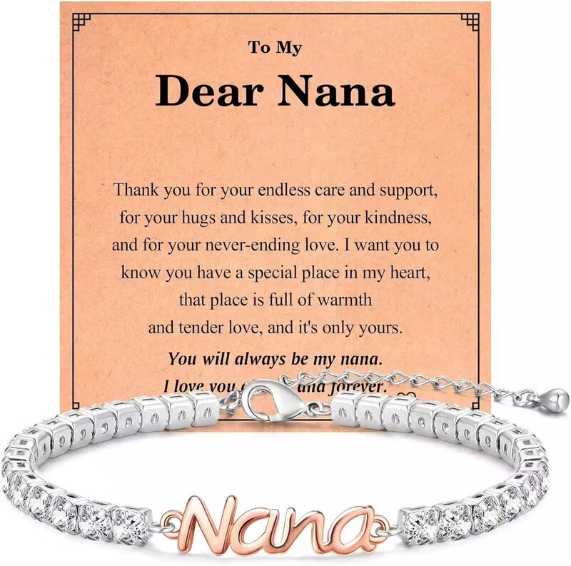 2026 European and American Style Two-Color Letter Bracelet for Women with Personalized Nana/Grandma/Sister/Daughter/Granddaughter Gift