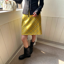 诠释美 NEWOPEN 25冬时尚短裙洋气高腰经典格纹a字半身裙女F6813