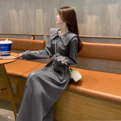 灰色卫衣连衣裙女春秋新款2025爆款时尚洋气减龄气质翻领休闲裙子