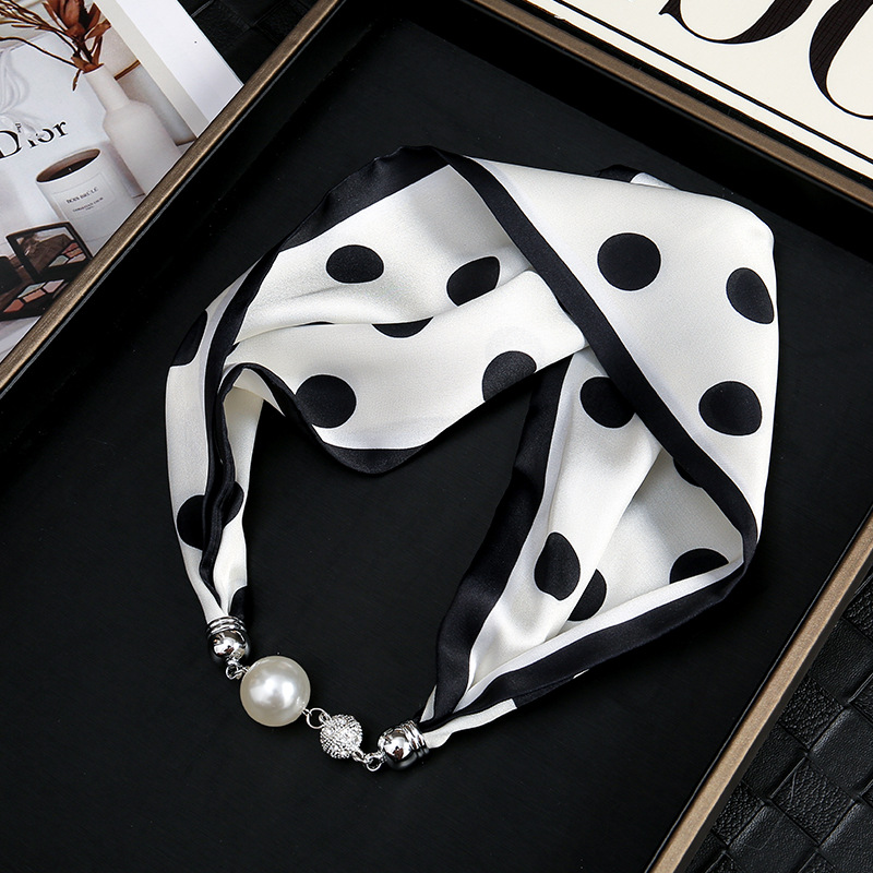 Nuevo clásico retro blanco y negro onda francesa punto de succión hebilla correa de cabello bufandas perezosas multipropósito temperamento collar clavícula hebilla