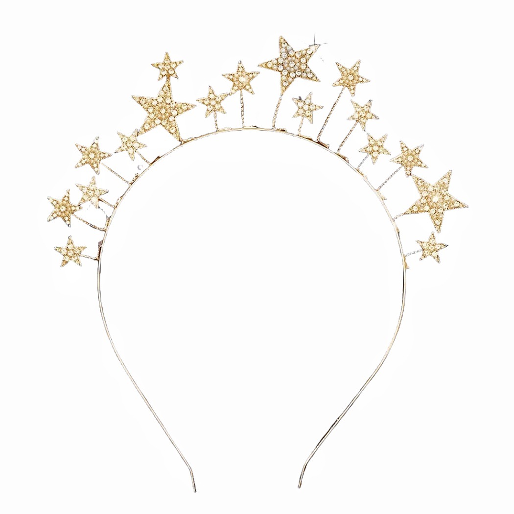 Europa y Estados Unidos fiesta diamantes perlas pentagramas exagerado personalidad fiestas joyería de cabello coroa tocado mujer al por mayor