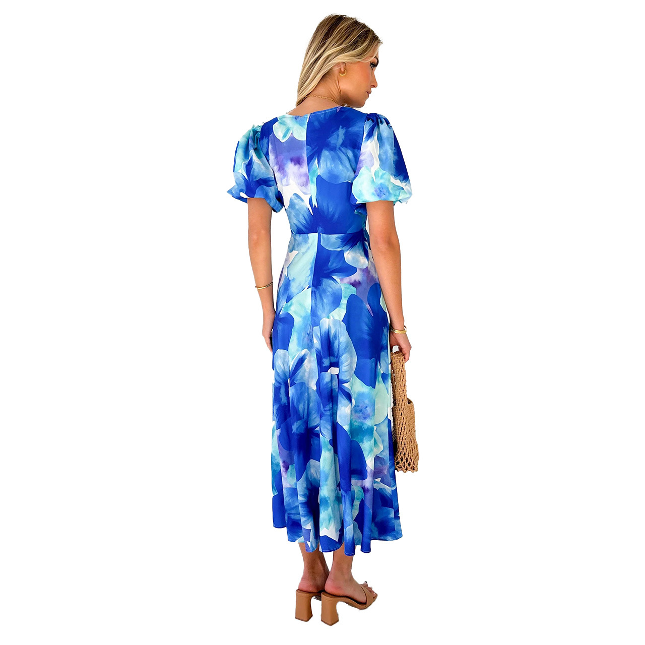 238g Weight Midi Dress Dress Length Type Short Sleeve Sleeve Length Regular Dress Dresses Type Puff Sleeve Sleeve Type Spandex, Polyester Fabric Type Mid Waist Waist Line Outdoor, Daily Occasion V Neck Neckline Regular Fit Fit Type Color Block, Painted Flower Pattern Summer, Spring Season Women's Gender Elegant Style Wholesale Women's Elegant Color Block Painted Flower Outdoor Daily V Neck Short Sleeve Regular Dress 21