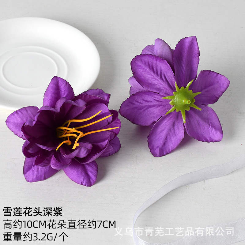 Flores de seda de simulación de flores púrpura mezcladas DiNuevo estilo antiguo chino tocado de seda de seda decoración de material de flores de alto nivel