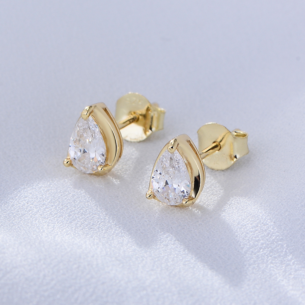 Daily Occasion 925 Sterling Silver Material 1 Pair 925 Sterling Silver Water Droplets Ear Studs