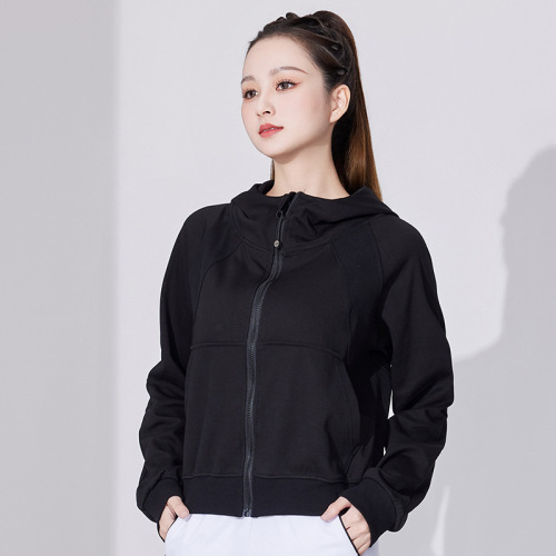 MoMoDa Spring Hooded Loose Sport Coat for Women, Zipper Casual Running Fitness Top Sweatshirt Yoga Wear