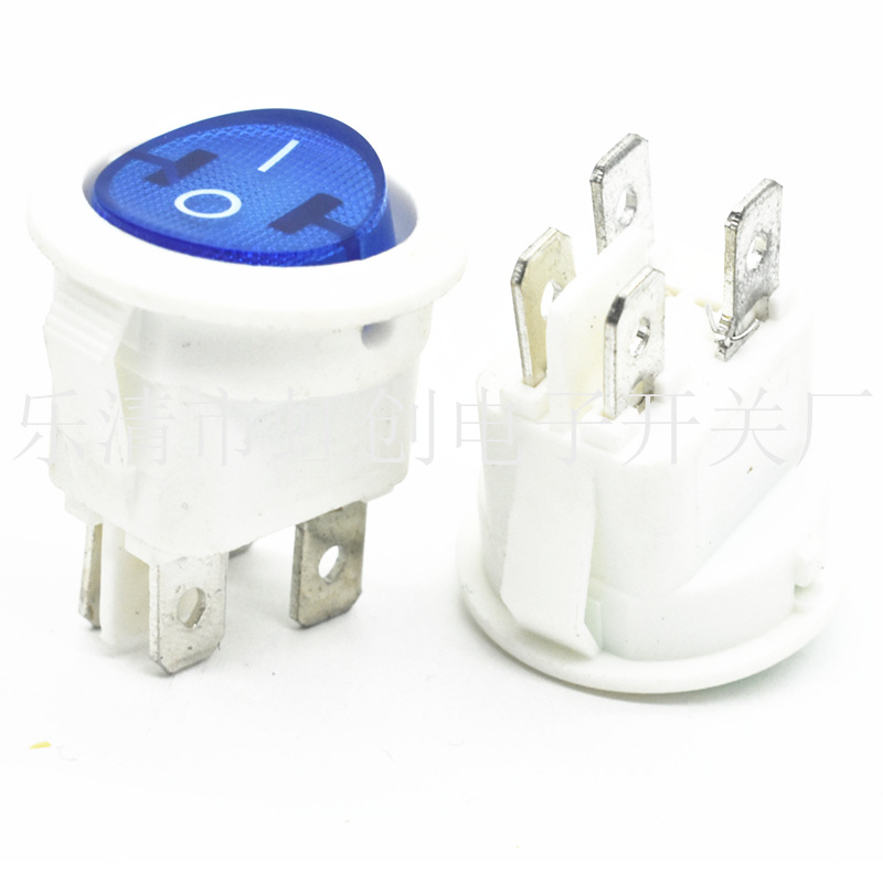 KCD1 4脚2档 白色外壳四脚透明蓝盖带灯 开孔20mm 四脚 电源开关