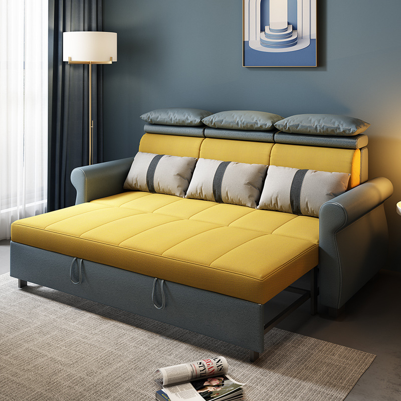 Tecnología de tela sofá cama plegable sala de estar pequeño sofá doble triple multifuncional sofá cama de doble uso