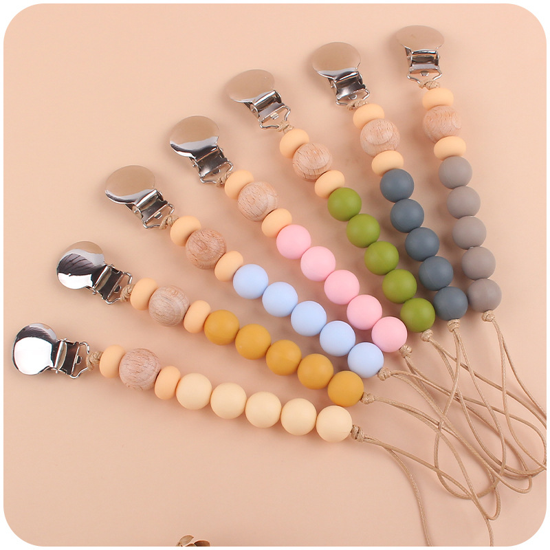 Nuevo bebé suministros chupete DIY creativo bebé silicona mordedura molar pezón cadena traje de dos piezas