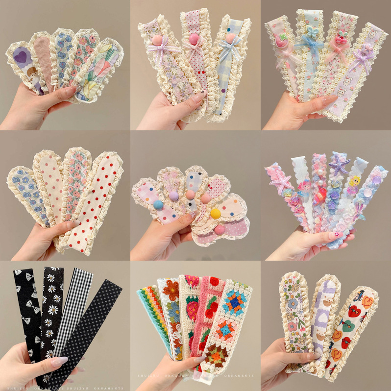 Cute children's hair tidying magic tape headband, sweet French-style large bangs clip, non-damaging and durable hair clip for girls