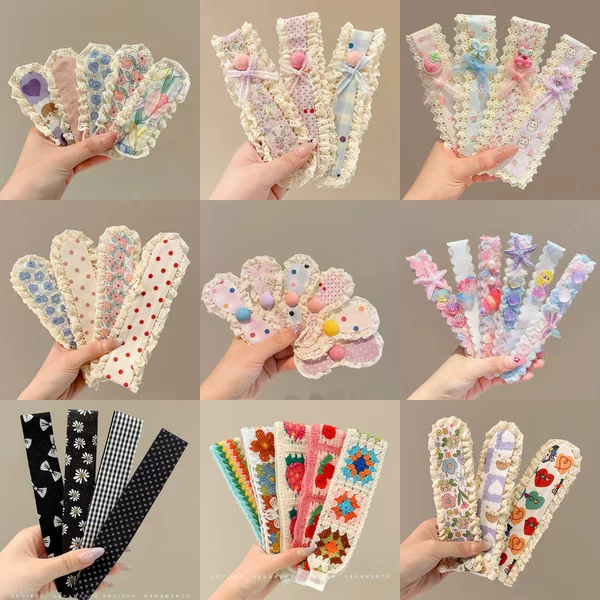 Cute children's hair tidying magic tape headband, sweet French-style large bangs clip, non-damaging and durable hair clip for girls