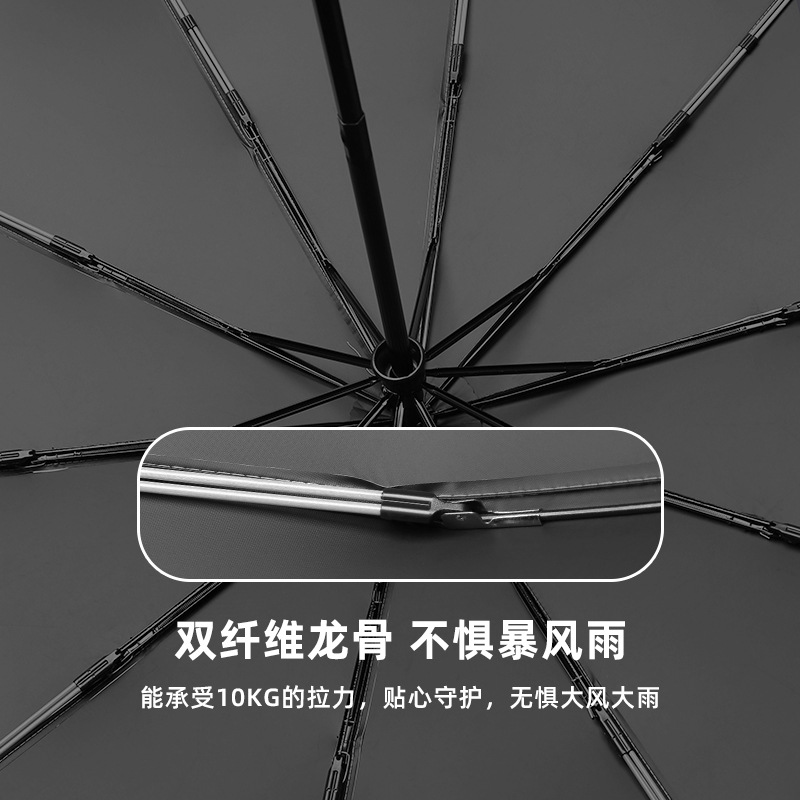 Paraguas automático de 20 varillas, resistente al viento y lluvia, plegable, con revestimiento negro UV