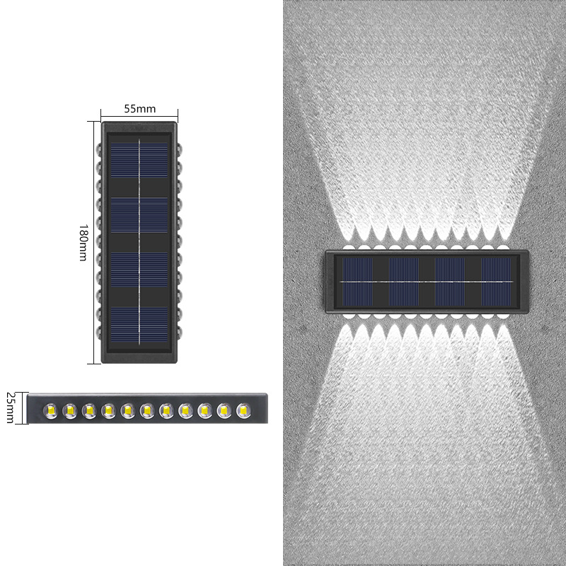 Lámpara solar de pared, decoración exterior, diseño moderno, iluminación superior e inferior