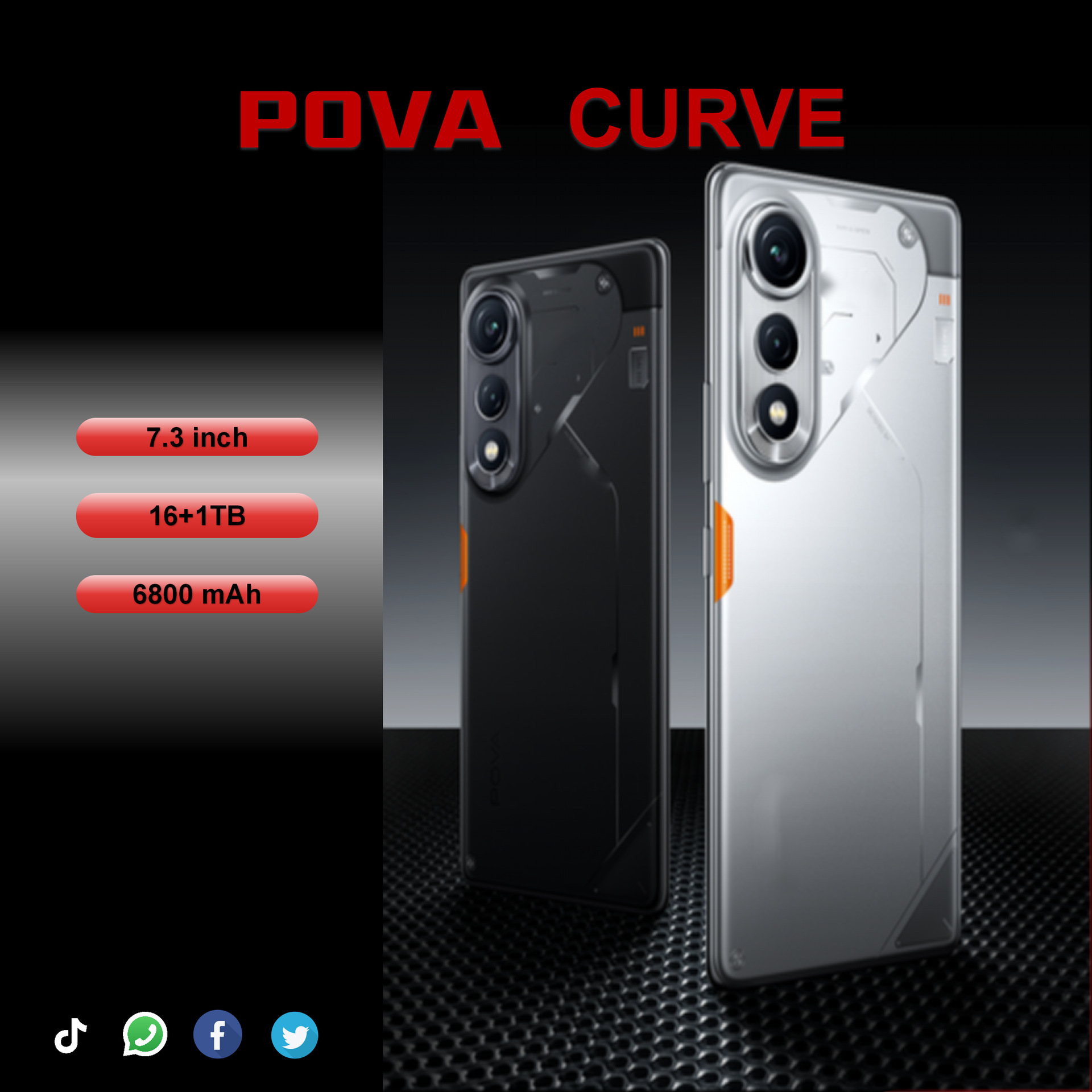 Pova Curve Cross-Border E-Commerce Hot-Selling Smart Android 4g Mobile Phone in Stock Smartphone New Model 16+1Tb