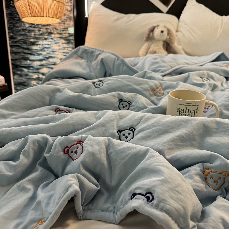 자수 여름 퀼트 - 블루 베어