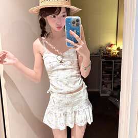 新款泳衣女款2026高级感爆款碎花分体纯欲风遮肚大小胸聚拢泳装
