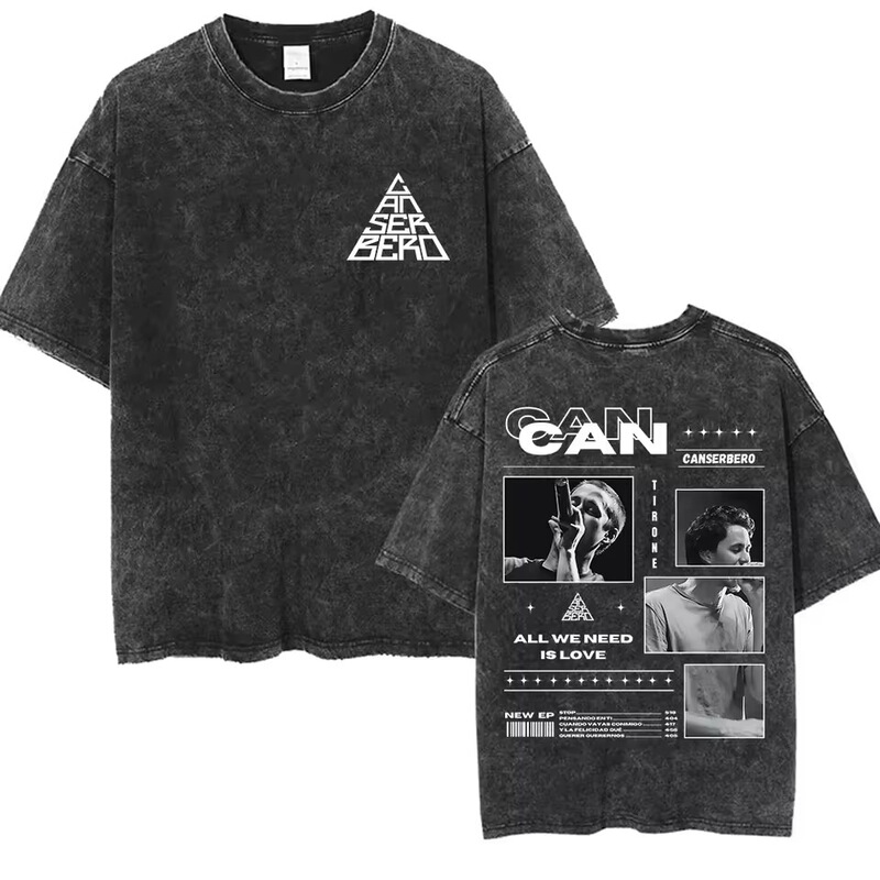 Vintage Washed Cotton T-shirt Canserbero All We Need Is Love Album 2025 Graphic T-shirt Men's Hip Hop