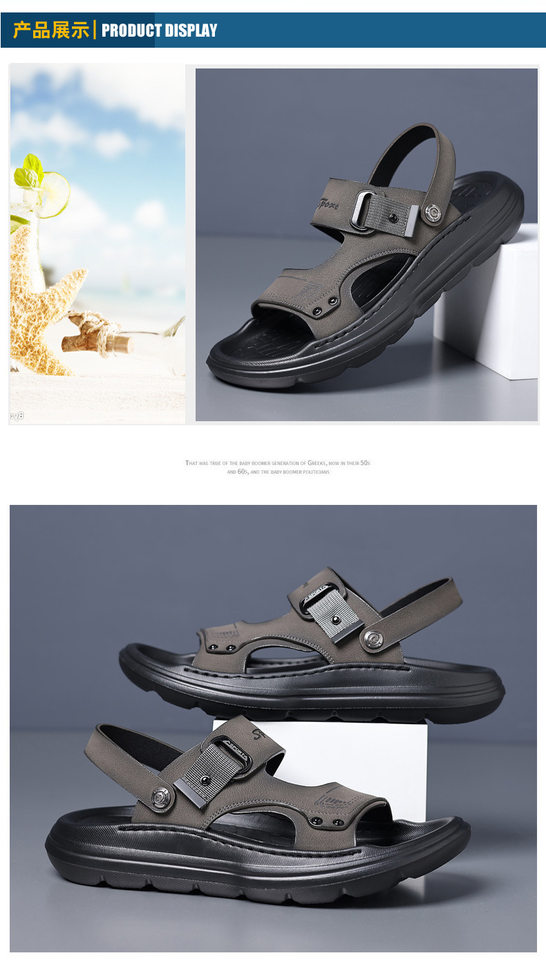 Dép sandal nam da thật đế xốp nhẹ thủ công, gót 3,5 cm, thoáng khí chống trượt — màu vàng chi tiết 14