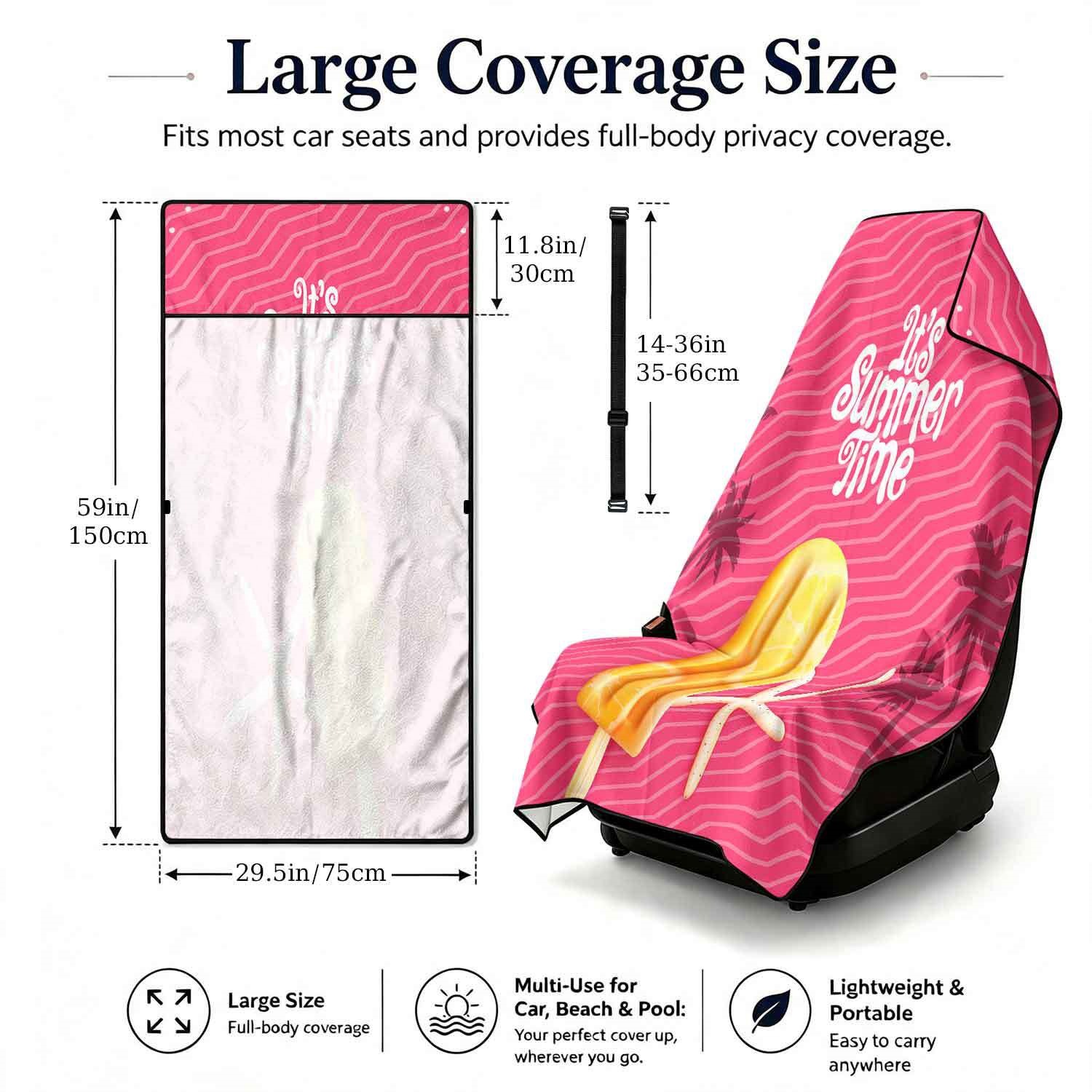 Summer bath towel and car seat cover 2-in-1, ultra-fine fiber outdoor beach and car dual-use universal seat cushion