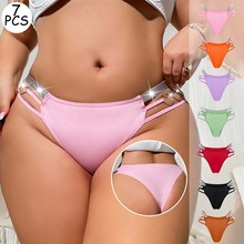 外贸专供大码胖mm性感欧美丁字裤跨境多色码爱心链条女式情趣内裤