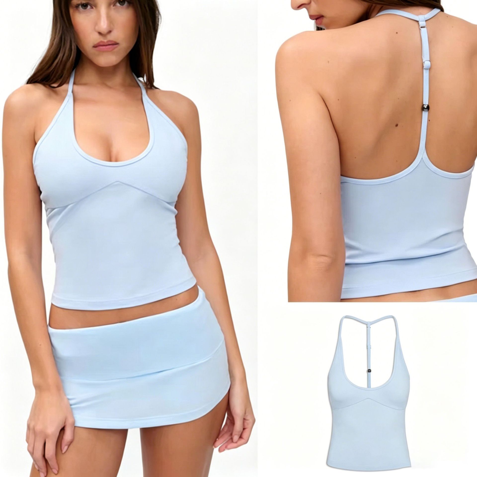 YOGA nuevo estilo europeo y americano de mujer U-collar yoga conjunto con cojín de pecho chaleco deportivo de secado rápido anti-diversión de la luz ping de tenis