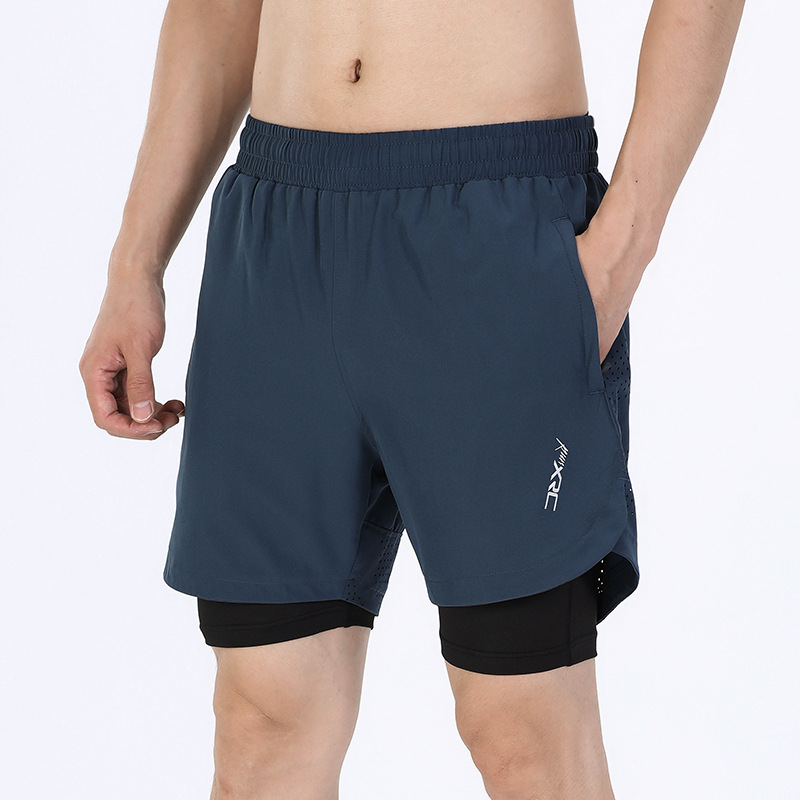 2022 nuevos pantalones cortos deportivos para hombres que corren quinto pantalones de entrenamiento de secado rápido fitness pantalones cortos deportivos falsos de dos piezas para hombres