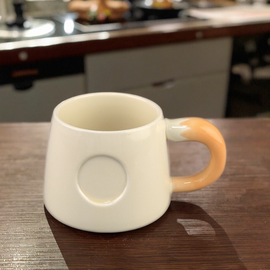 Taza linda de dopamina de temperatura media, mango de cola de zorro, taza de cerámica, taza de agua de dibujos animados, taza de café, taza de leche