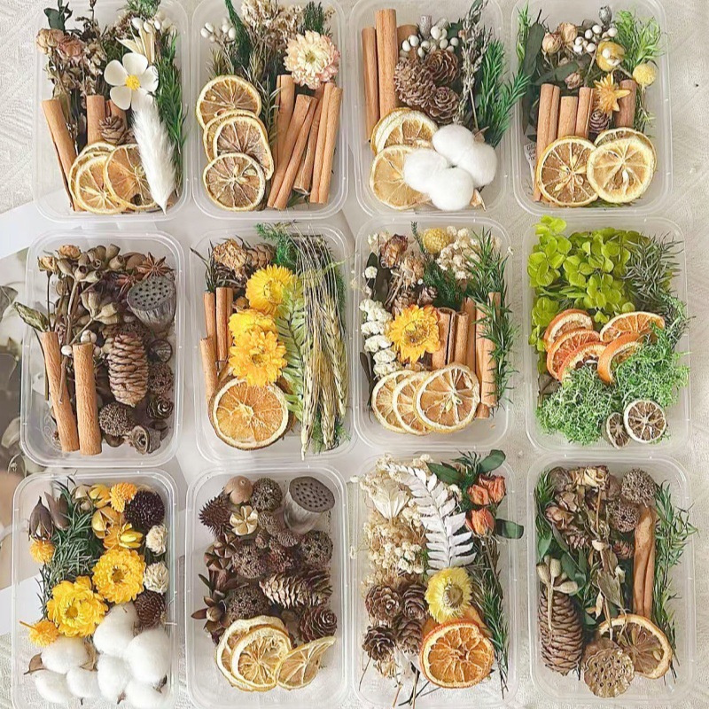 Fruitas secas flores secas DIY material paquete de plantas naturales secas al aire navidad pine canela hecha a mano in decoración adornos inmortales